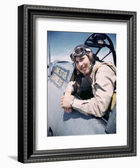 U.S. Bomber Pilot Portrait Stationed at Midway Atoll. 1942-Frank Scherschel-Framed Photographic Print