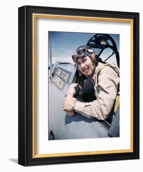 U.S. Bomber Pilot Portrait Stationed at Midway Atoll. 1942-Frank Scherschel-Framed Photographic Print