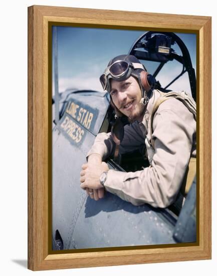 U.S. Bomber Pilot Portrait Stationed at Midway Atoll. 1942-Frank Scherschel-Framed Premier Image Canvas