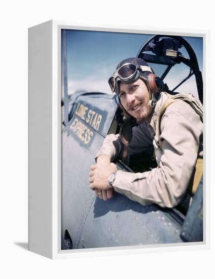 U.S. Bomber Pilot Portrait Stationed at Midway Atoll. 1942-Frank Scherschel-Framed Premier Image Canvas