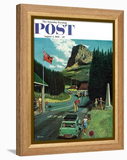 "U.S./Canadian Border at Waterton-Glacier," Saturday Evening Post Cover, August 5, 1961-Ben Kimberly Prins-Framed Premier Image Canvas
