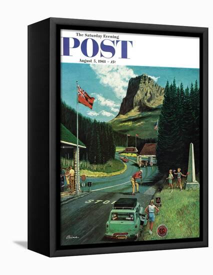 "U.S./Canadian Border at Waterton-Glacier," Saturday Evening Post Cover, August 5, 1961-Ben Kimberly Prins-Framed Premier Image Canvas