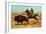 U.S. Cavalry Hunting Buffalo-Charles Shreyvogel-Framed Art Print