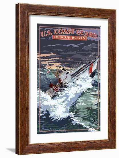 U.S. Coast Guard - 44 Foot Motor Life Boat-Lantern Press-Framed Art Print