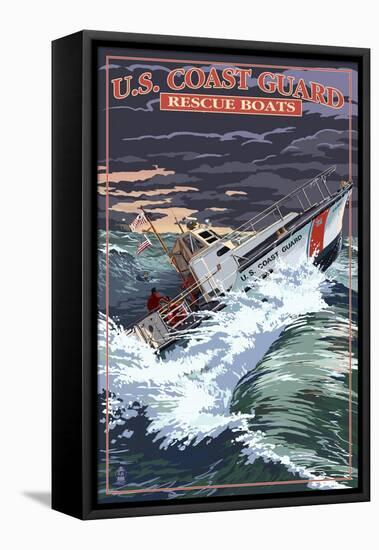 U.S. Coast Guard - 44 Foot Motor Life Boat-Lantern Press-Framed Stretched Canvas