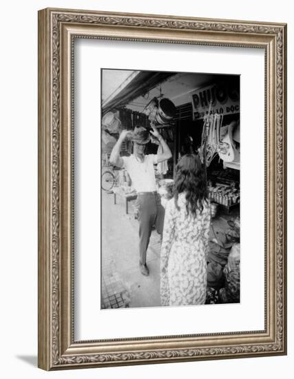 U.S Cpl. James C. Farley of Yankee Papa 13 Trying on Bush Hats, Danang, Vietnam 1965-Larry Burrows-Framed Photographic Print