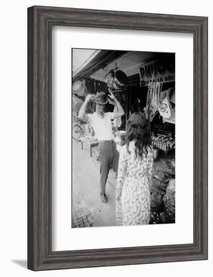 U.S Cpl. James C. Farley of Yankee Papa 13 Trying on Bush Hats, Danang, Vietnam 1965-Larry Burrows-Framed Photographic Print