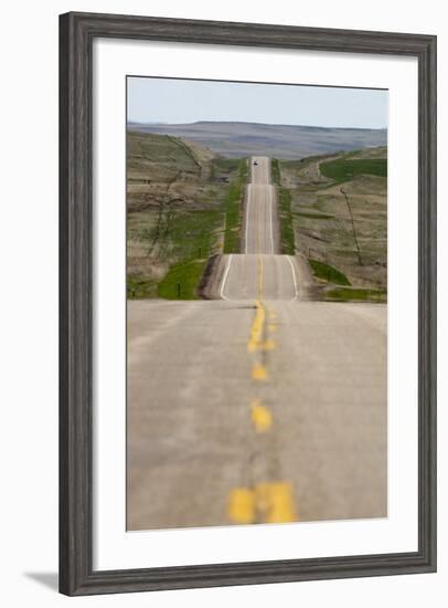 U.S. Highway 85 Through Rolling Prairie in South Dakota-Paul Souders-Framed Photographic Print