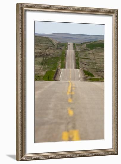 U.S. Highway 85 Through Rolling Prairie in South Dakota-Paul Souders-Framed Photographic Print