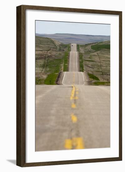 U.S. Highway 85 Through Rolling Prairie in South Dakota-Paul Souders-Framed Photographic Print