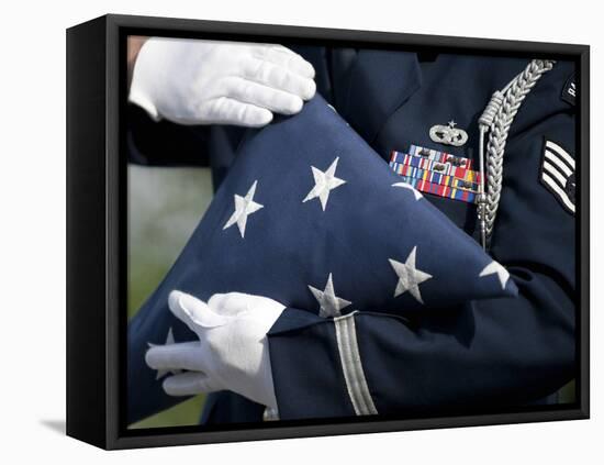 U.S. Honor Guard Performs a Flag Folding Demonstration-null-Framed Premier Image Canvas