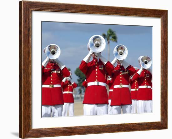 U.S. Marine Corps Drum And Bugle Corps Performing-Stocktrek Images-Framed Photographic Print