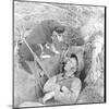 U.S. Marine in a Foxhole with War Scouting Husky Dog During the Landing of Guam, August 1944-W^ Eugene Smith-Mounted Photographic Print