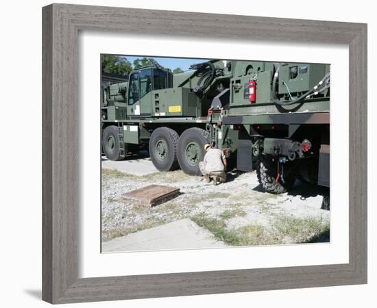 U.S. Marine Works On a Kalmar Rough Terrain Vehicle-Stocktrek Images-Framed Photographic Print