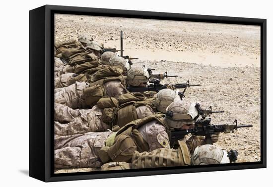 U.S. Marines Conduct a Battlesight Zero their Rifles in Al Galail, Qatar-null-Framed Premier Image Canvas