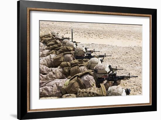 U.S. Marines Conduct a Battlesight Zero their Rifles in Al Galail, Qatar-null-Framed Photographic Print