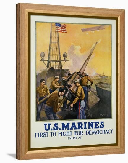 U.S. Marines - First to Fight for Democracy Recruiting Poster-L.a. Shafer-Framed Premier Image Canvas