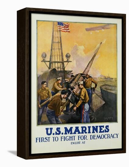 U.S. Marines - First to Fight for Democracy Recruiting Poster-L.a. Shafer-Framed Premier Image Canvas