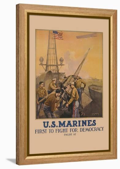 U.S. Marines, First to Fight for Democracy-L.a. Shafer-Framed Stretched Canvas