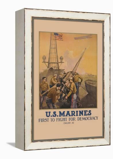 U.S. Marines, First to Fight for Democracy-L.a. Shafer-Framed Stretched Canvas