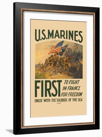 U.S. Marines, First to Fight in France for Freedom-null-Framed Art Print