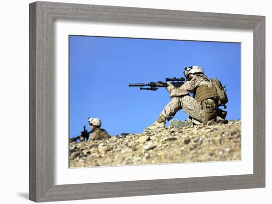 U.S. Marines Provide Security During a Patrol in Afghanistan-null-Framed Photographic Print