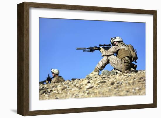 U.S. Marines Provide Security During a Patrol in Afghanistan-null-Framed Photographic Print