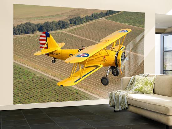 U S Navy N3n 3 Flying Over Chico California Wall Mural Large