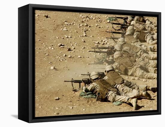 U.S. Navy Seabees Fire M-4 and M-16A2 Rifles-Stocktrek Images-Framed Premier Image Canvas