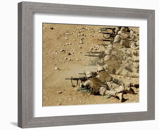 U.S. Navy Seabees Fire M-4 and M-16A2 Rifles-Stocktrek Images-Framed Photographic Print