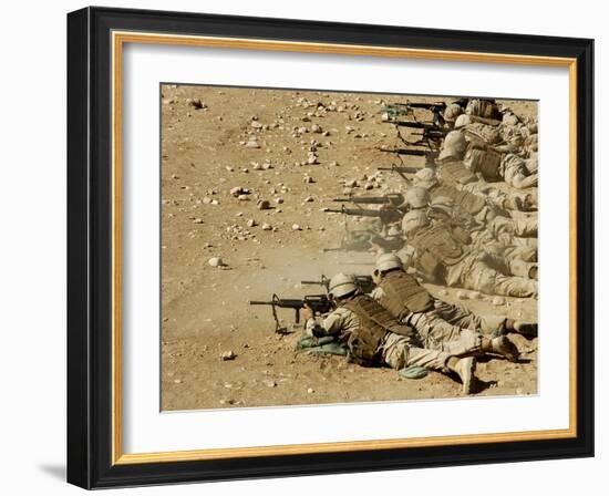 U.S. Navy Seabees Fire M-4 and M-16A2 Rifles-Stocktrek Images-Framed Photographic Print