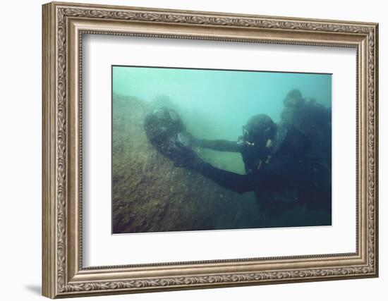 U.S. Navy Seal Combat Swimmers Place a Mk-1 Limpet Mine onto a Target-Stocktrek Images-Framed Photographic Print