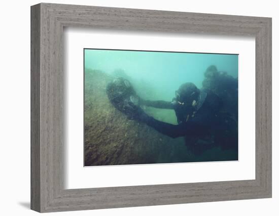 U.S. Navy Seal Combat Swimmers Place a Mk-1 Limpet Mine onto a Target-Stocktrek Images-Framed Photographic Print