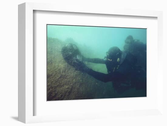 U.S. Navy Seal Combat Swimmers Place a Mk-1 Limpet Mine onto a Target-Stocktrek Images-Framed Photographic Print