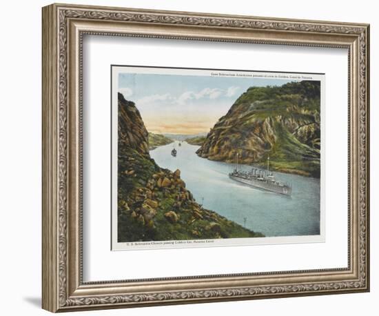 U.S. Navy Submarine Chasers Passing Through the Culebra Cut-null-Framed Art Print