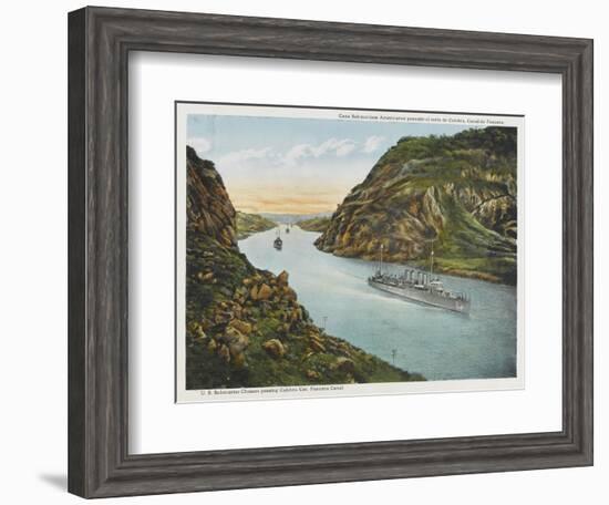 U.S. Navy Submarine Chasers Passing Through the Culebra Cut-null-Framed Art Print