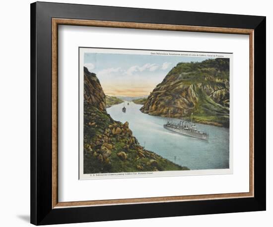 U.S. Navy Submarine Chasers Passing Through the Culebra Cut-null-Framed Art Print