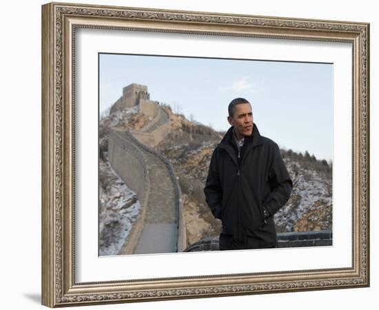 U.S. President Barack Obama Tours the Great Wall in Badaling, China-null-Framed Photographic Print