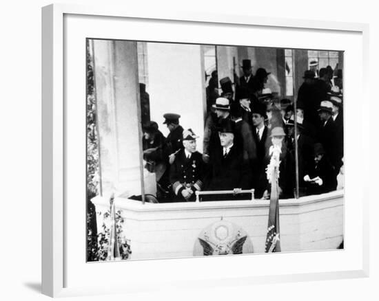 U.S. President Franklin D. Roosevelt, Center, Admiral William W. Pratt-null-Framed Photographic Print