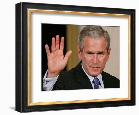 U.S. President George W. Bush Waves at the Audience-null-Framed Photographic Print