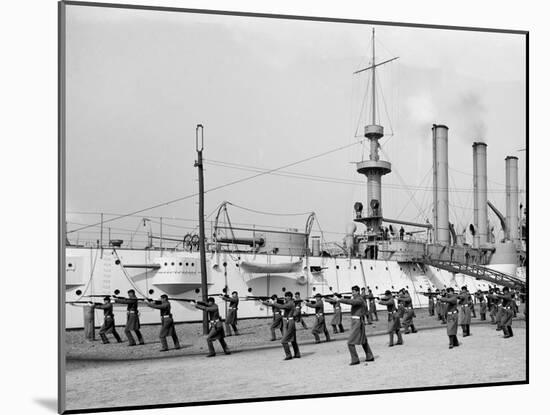 U.S.S. Brooklyn, Marine Guard Bayonet Drill-null-Mounted Photo