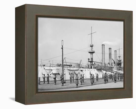 U.S.S. Brooklyn, Marine Guard, Signal Drill-null-Framed Stretched Canvas