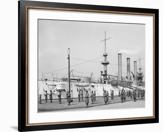 U.S.S. Brooklyn, Marine Guard, Signal Drill-null-Framed Photo