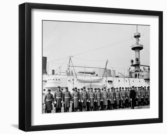 U.S.S. Brooklyn, Marine Guard-null-Framed Photo