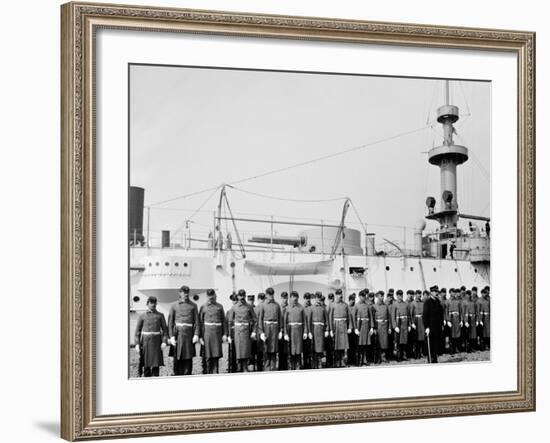 U.S.S. Brooklyn, Marine Guard-null-Framed Photo