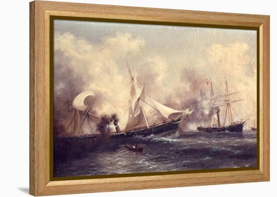 U.S.S. Kearsarge Sinking the Alabama, 19th June 1864-Xanthus Russell Smith-Framed Premier Image Canvas