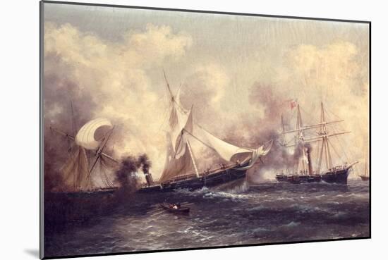 U.S.S. Kearsarge Sinking the Alabama, 19th June 1864-Xanthus Russell Smith-Mounted Giclee Print