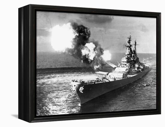 U.S.S. Missouri Firing its Guns-null-Framed Premier Image Canvas