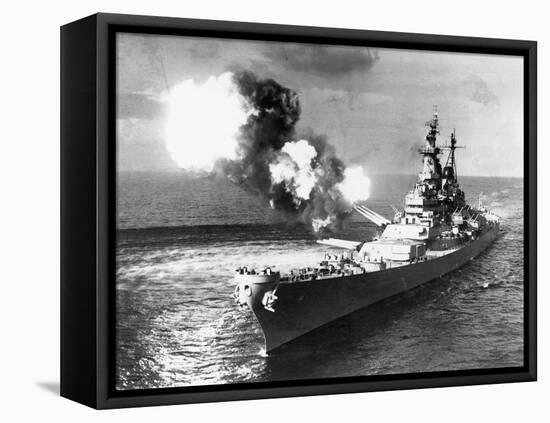 U.S.S. Missouri Firing its Guns-null-Framed Premier Image Canvas