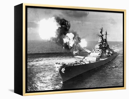 U.S.S. Missouri Firing its Guns-null-Framed Premier Image Canvas